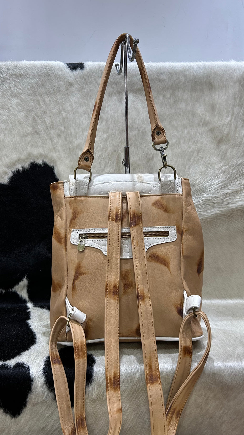 Mochila Cayetana - Dulce de leche con Arena Croco