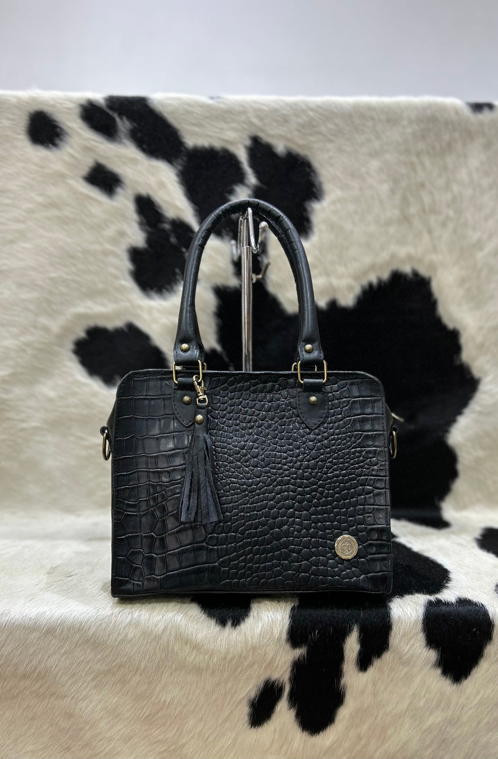 Cartera Aurora - Negro con Croco Negro