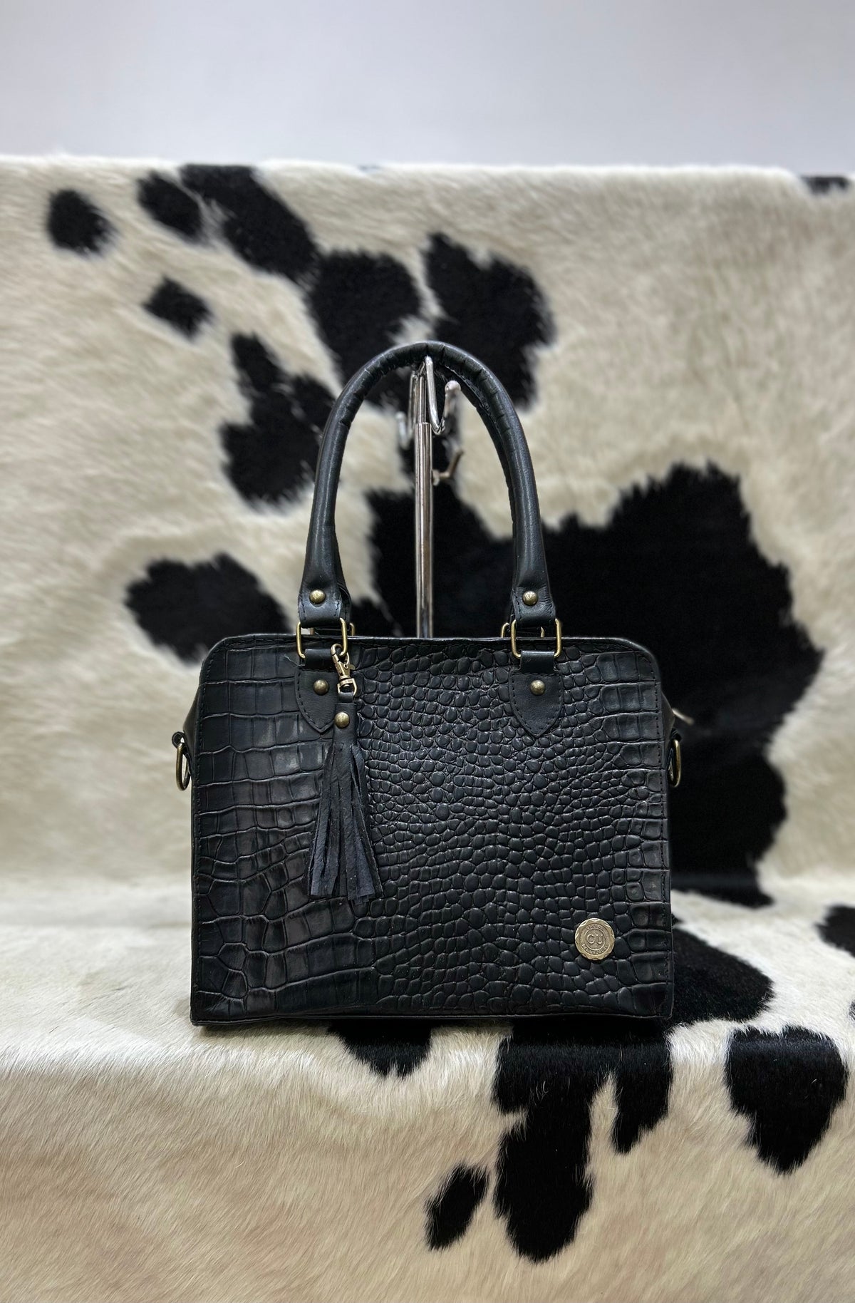 Cartera Aurora - Negro con Croco Negro