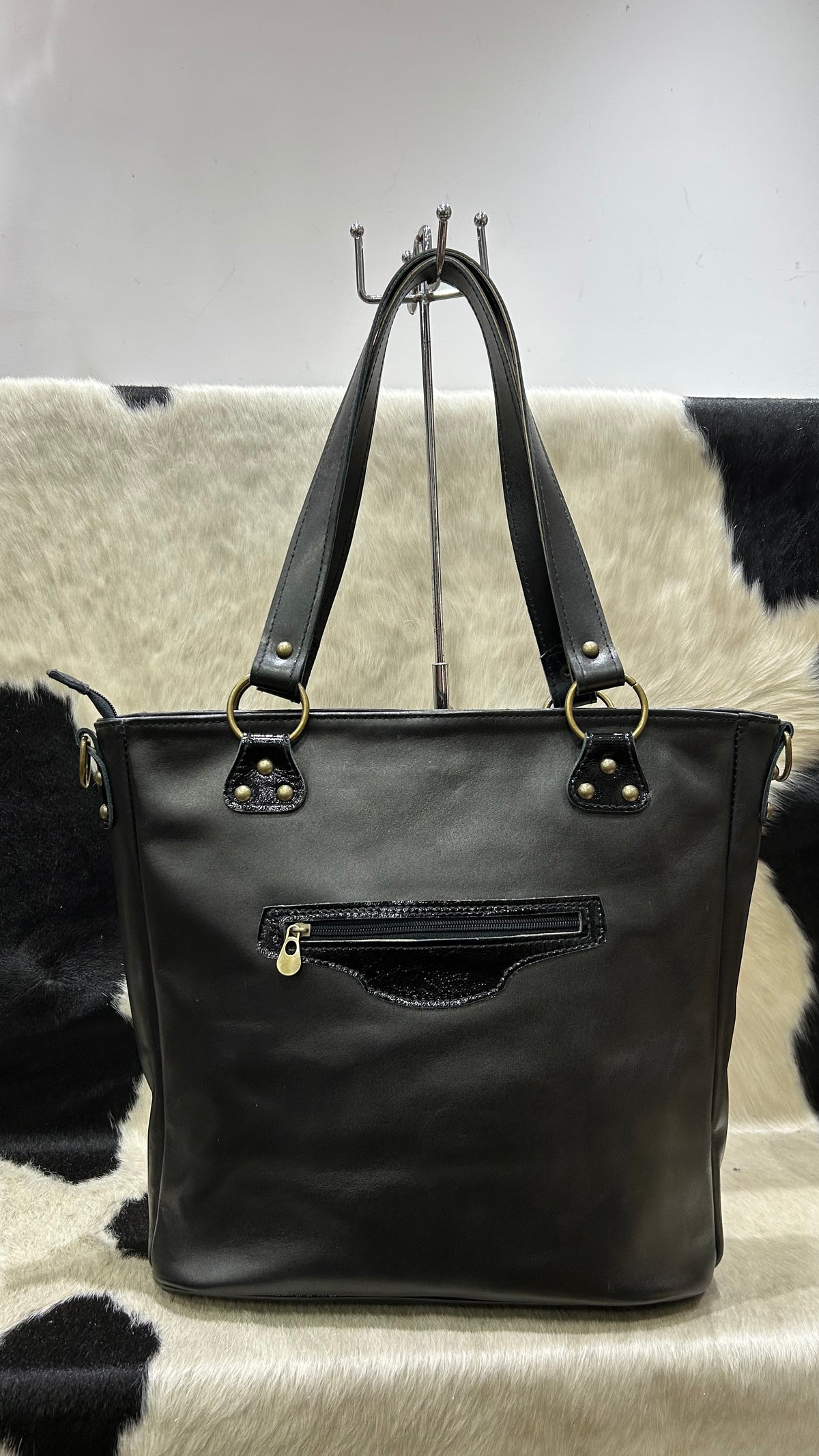Cartera Luana - Negro con Charol y Croco
