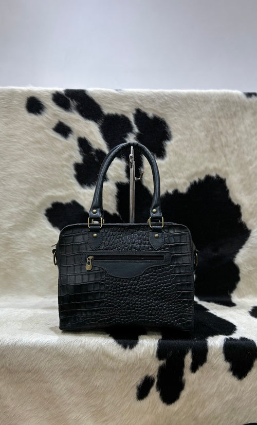 Cartera Aurora - Negro con Croco Negro