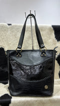 Cartera Luana - Negro con Charol y Croco