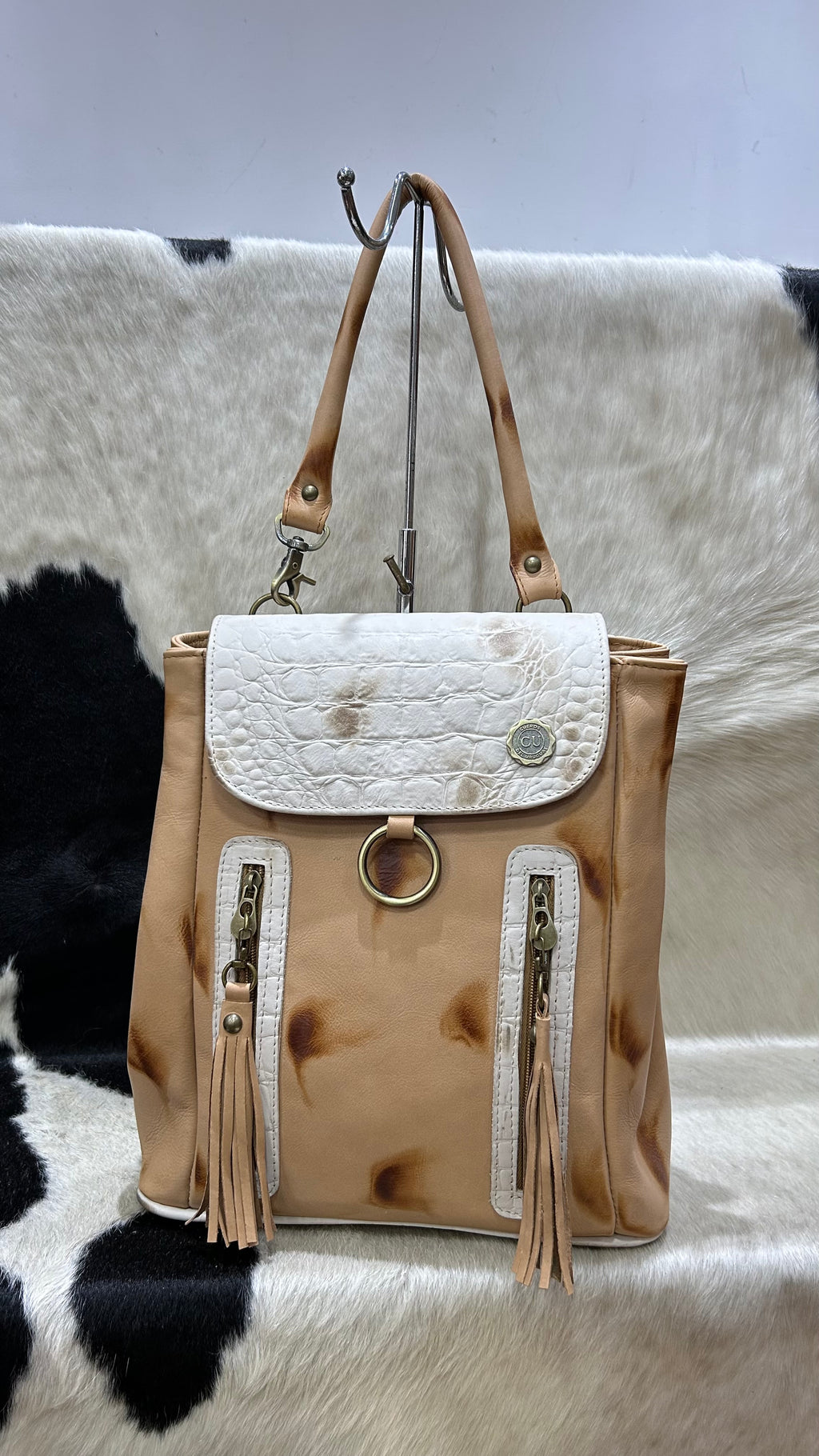 Mochila Cayetana - Dulce de leche con Arena Croco